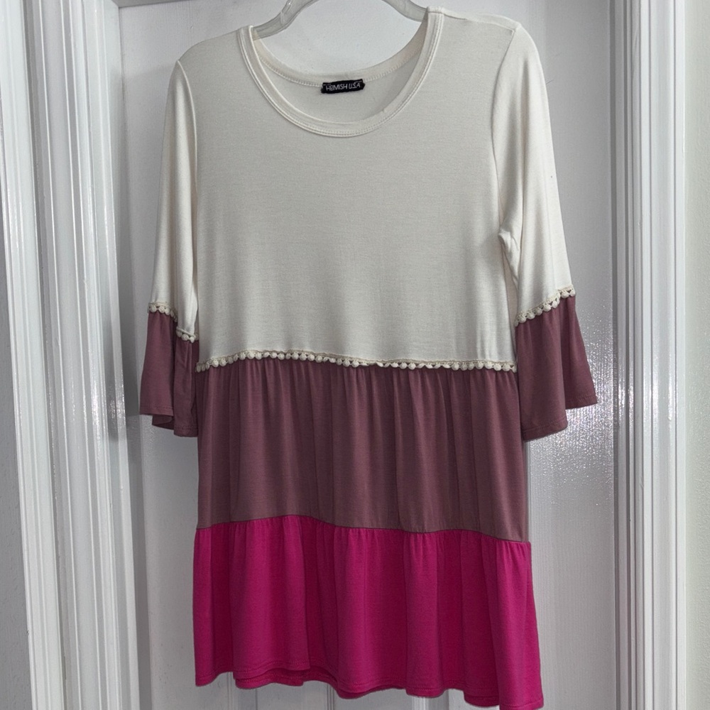 HEIMISH USA Colorblock Top - Cream, Mauve, Pink